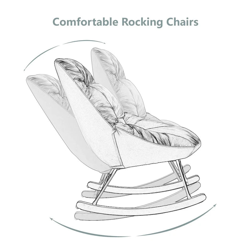 Tufted Boucle Upholstered High-Back Padded Indoor Rocking Chair