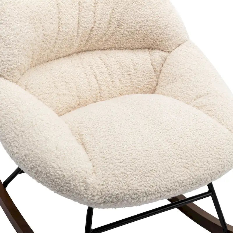 Tufted Boucle Upholstered High-Back Padded Indoor Rocking Chair