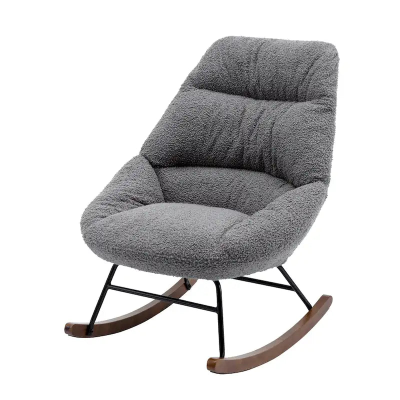 Tufted Boucle Upholstered High-Back Padded Indoor Rocking Chair