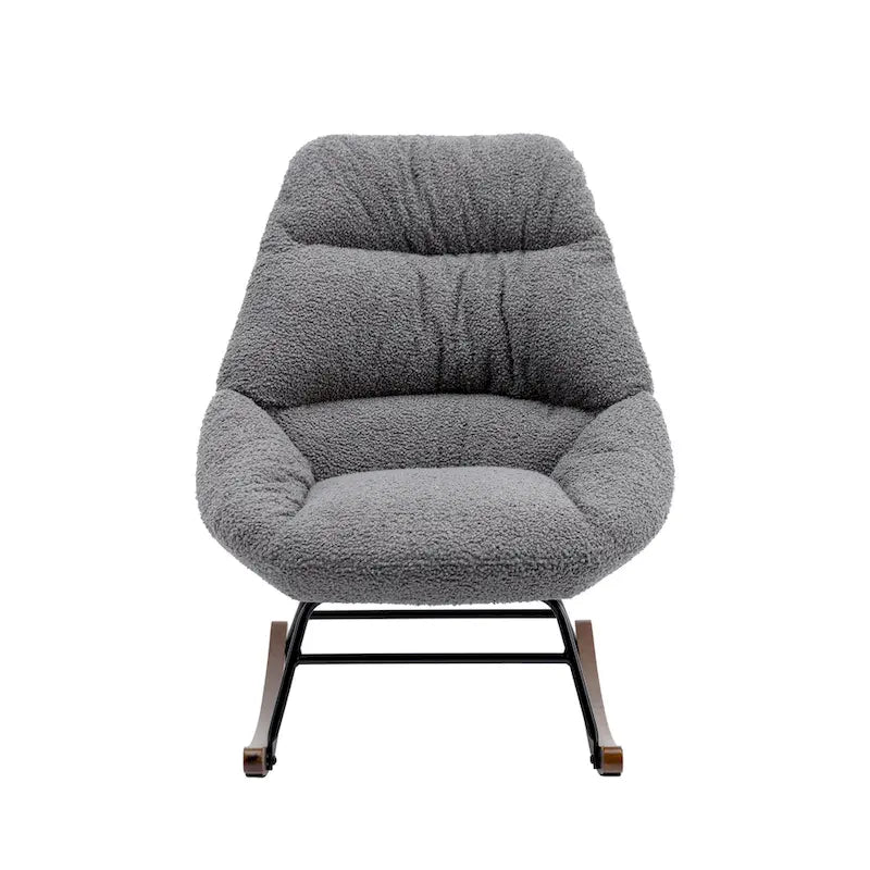 Tufted Boucle Upholstered High-Back Padded Indoor Rocking Chair