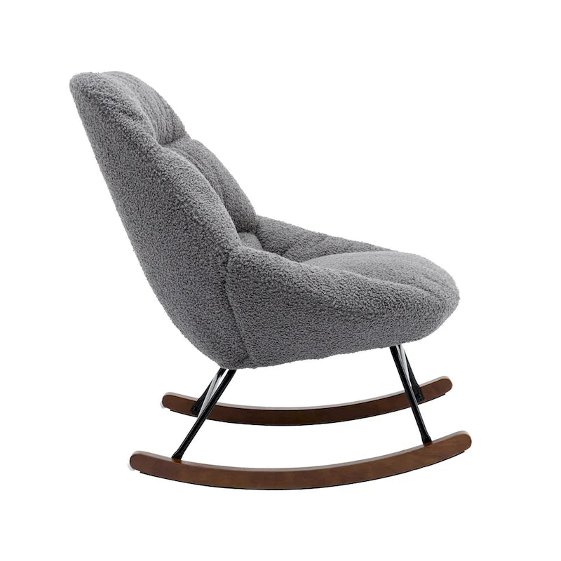 Tufted Boucle Upholstered High-Back Padded Indoor Rocking Chair