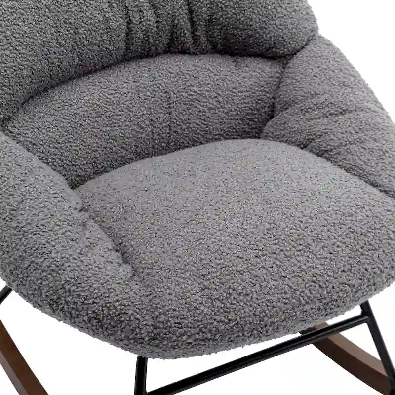 Tufted Boucle Upholstered High-Back Padded Indoor Rocking Chair