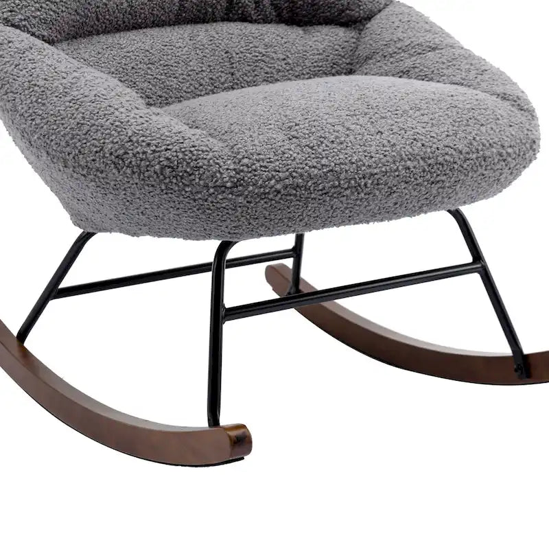 Tufted Boucle Upholstered High-Back Padded Indoor Rocking Chair