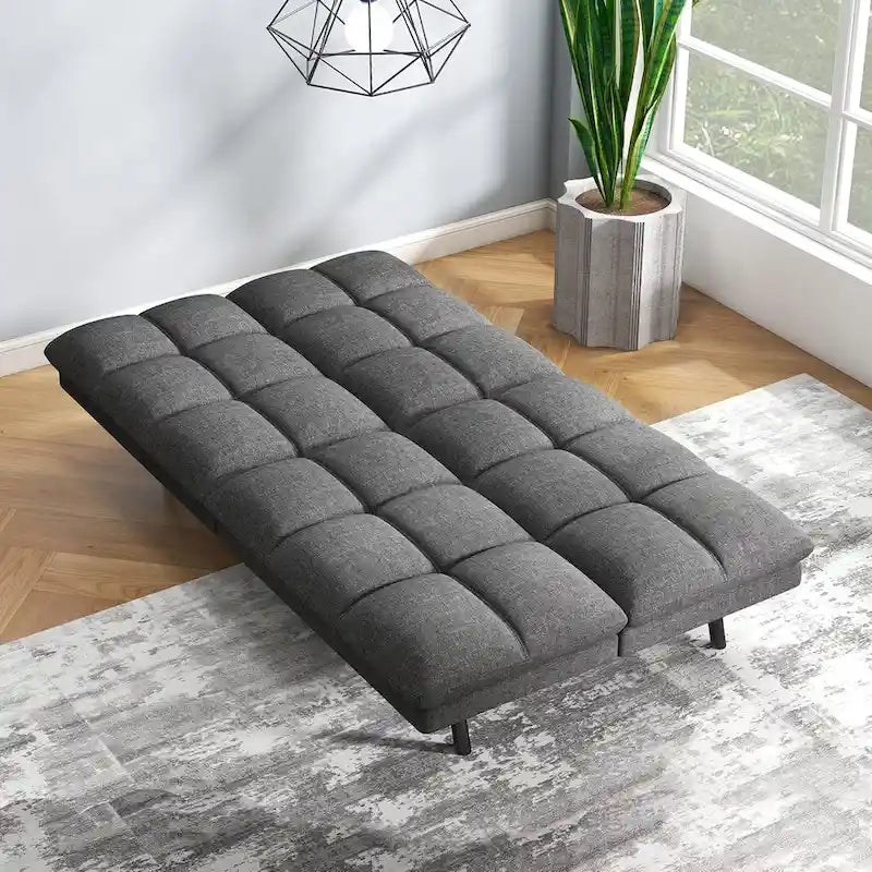 Umwandelbares Futon-Sofa mit Memory-Foam-Matratze, verstellbaren Armlehnen und Rückenlehne, Tragfähigkeit 600 lb