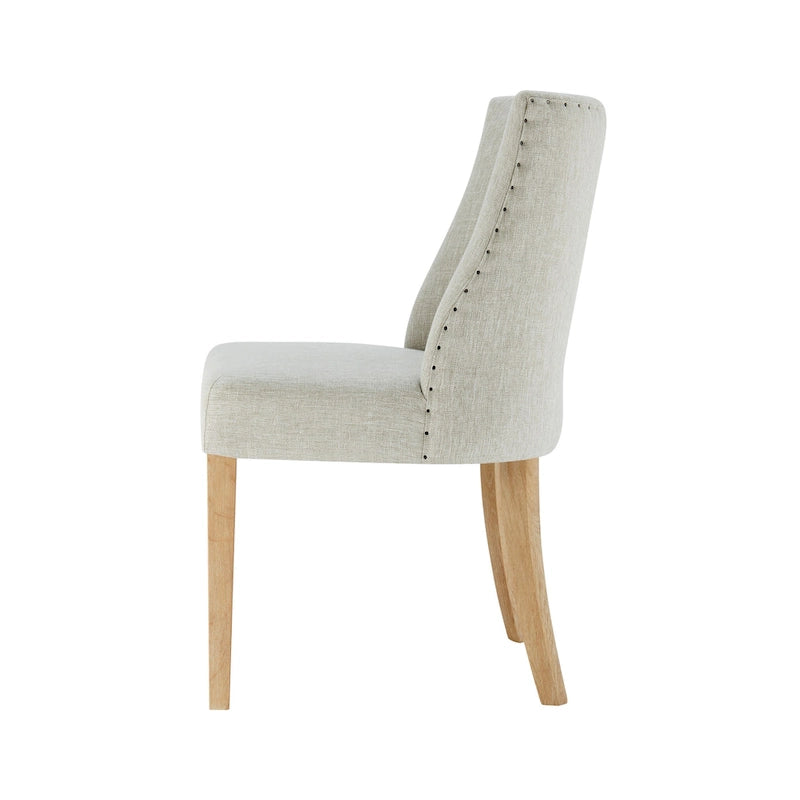 Sedia da pranzo in tessuto stile Parsons, gambe svasate, schienale curvo, completamente assemblata