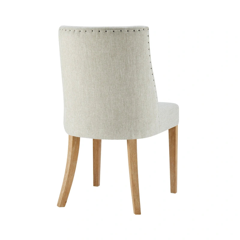 Sedia da pranzo in tessuto stile Parsons, gambe svasate, schienale curvo, completamente assemblata