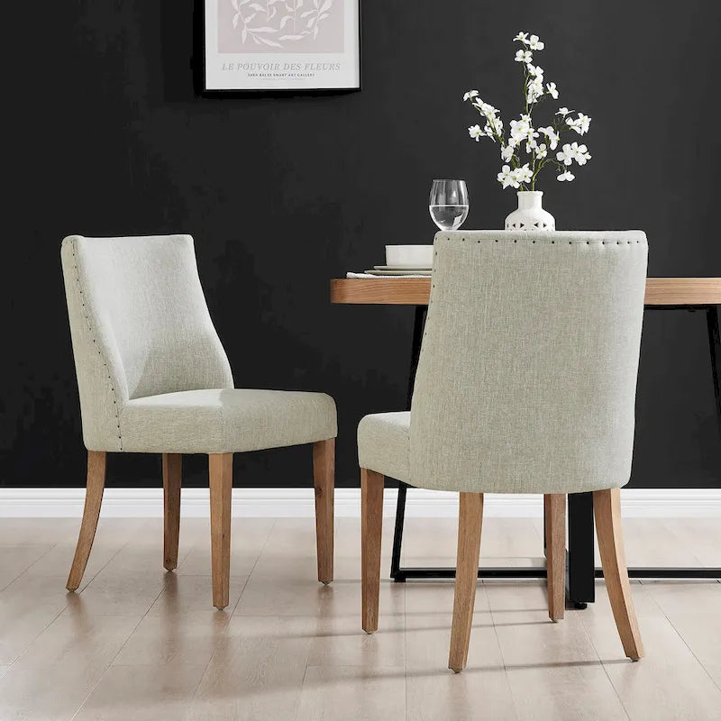 Sedia da pranzo in tessuto stile Parsons, gambe svasate, schienale curvo, completamente assemblata