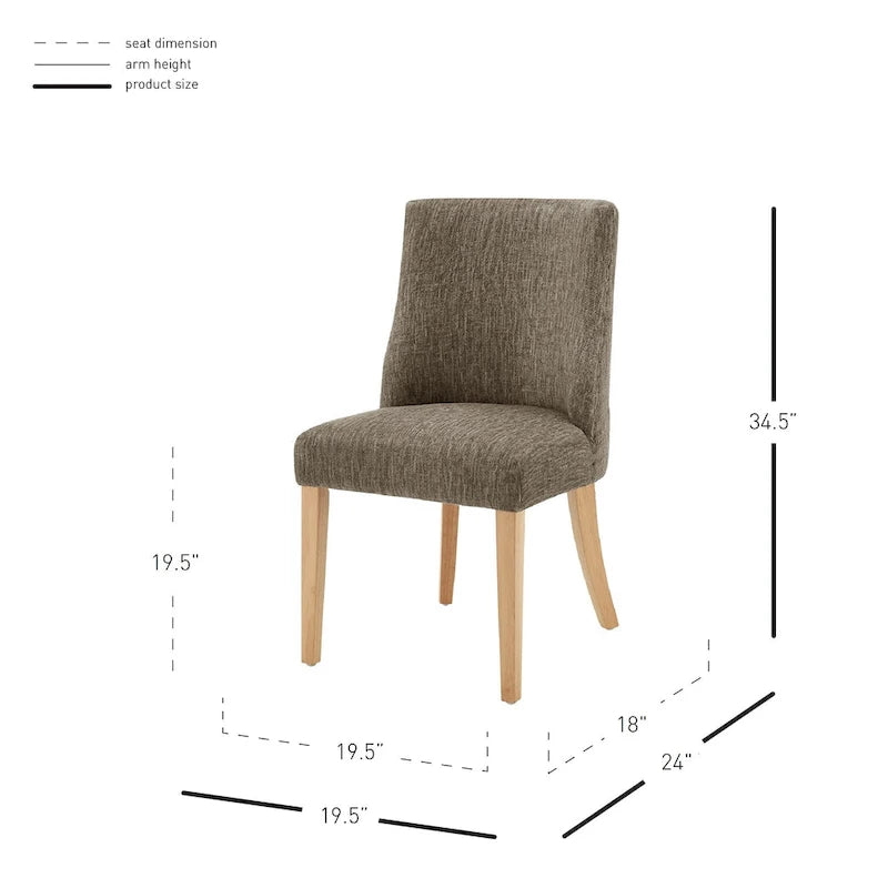 Sedia da pranzo in tessuto stile Parsons, gambe svasate, schienale curvo, completamente assemblata