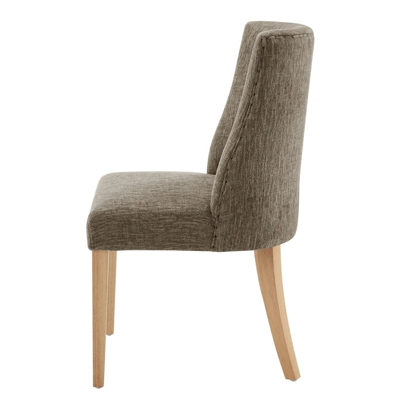Sedia da pranzo in tessuto stile Parsons, gambe svasate, schienale curvo, completamente assemblata