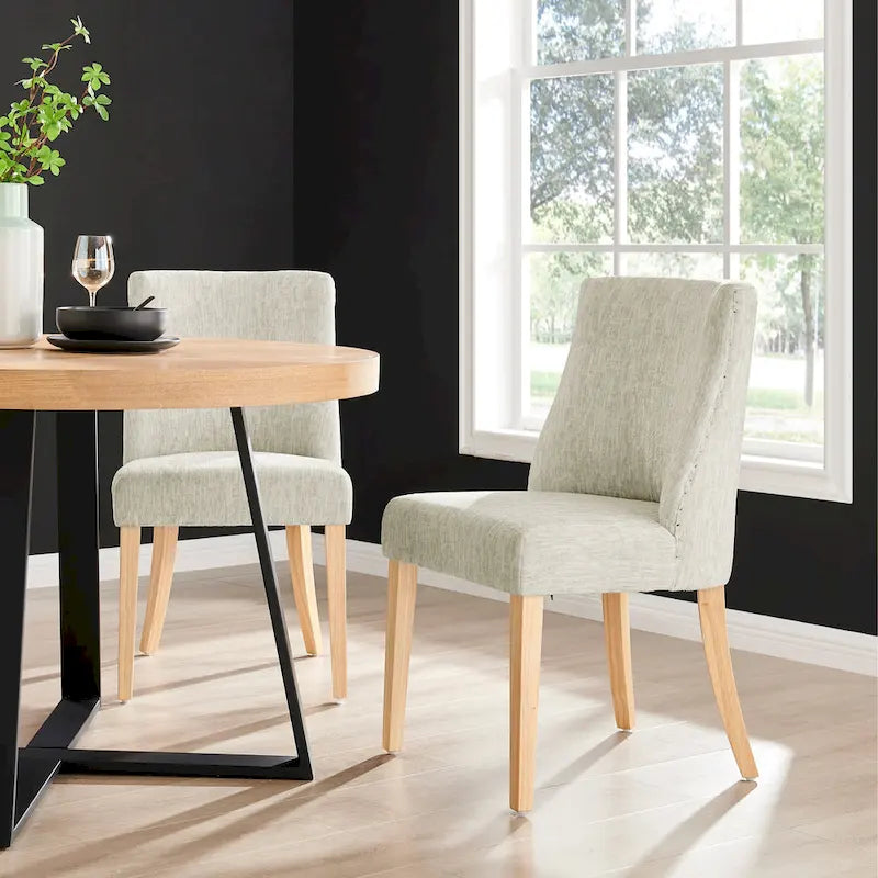 Sedia da pranzo in tessuto stile Parsons, gambe svasate, schienale curvo, completamente assemblata