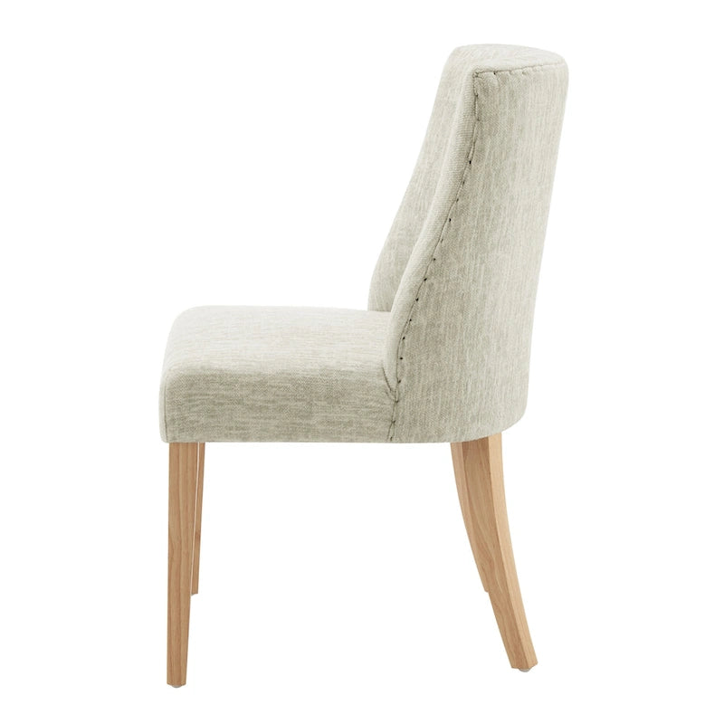 Sedia da pranzo in tessuto stile Parsons, gambe svasate, schienale curvo, completamente assemblata