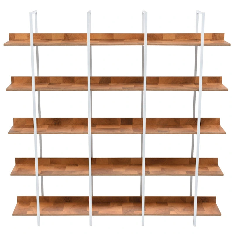 5-Tier Industrial Open Bookshelf MDF Board Steel Frame Multi-Color