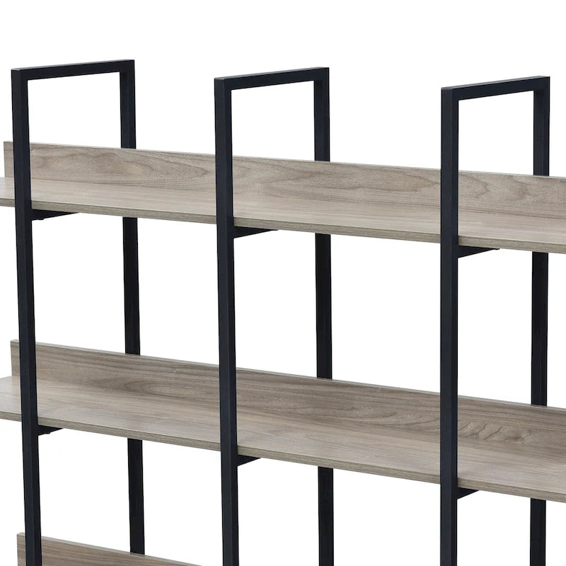 5-Tier Industrial Open Bookshelf MDF Board Steel Frame Multi-Color