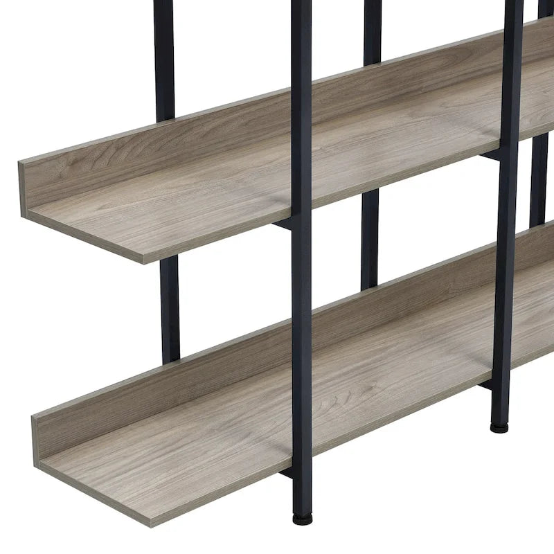 5-Tier Industrial Open Bookshelf MDF Board Steel Frame Multi-Color