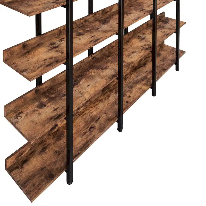 5-Tier Industrial Open Bookshelf MDF Board Steel Frame Multi-Color