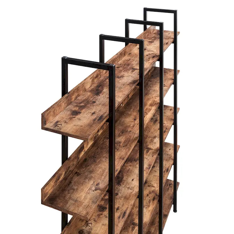 5-Tier Industrial Open Bookshelf MDF Board Steel Frame Multi-Color