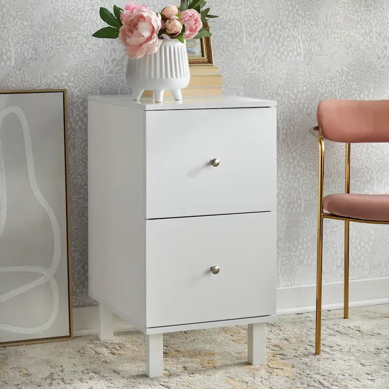 Modern Farmhouse 2-Drawer Letter-Size Filing Cabinet Solid Wood White