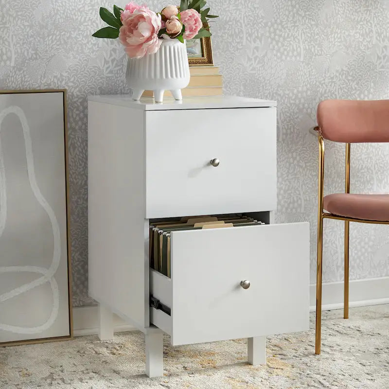 Modern Farmhouse 2-Drawer Letter-Size Filing Cabinet Solid Wood White