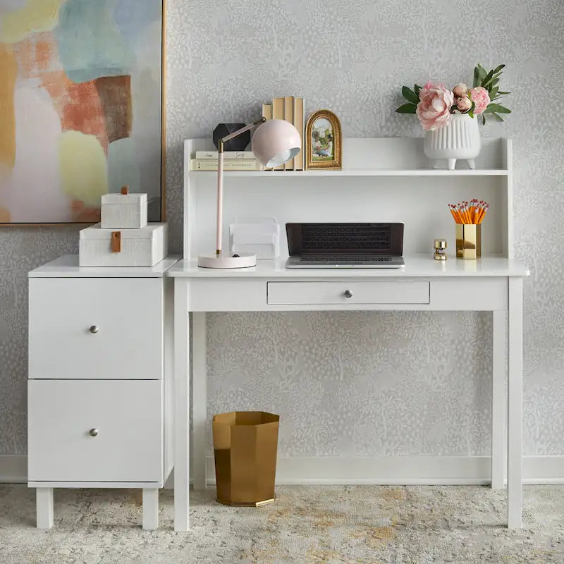 Modern Farmhouse 2-Drawer Letter-Size Filing Cabinet Solid Wood White