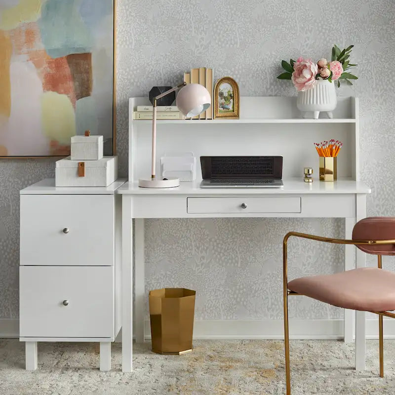 Modern Farmhouse 2-Drawer Letter-Size Filing Cabinet Solid Wood White
