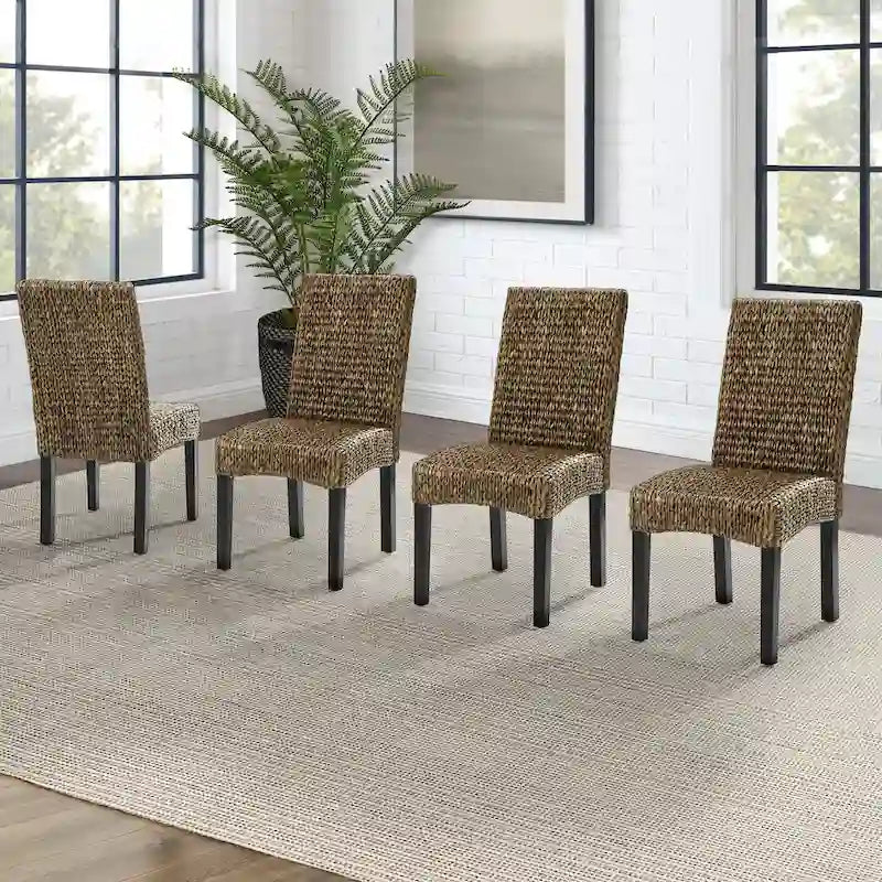 Crosley Edgewater Water Hyacinth Seagrass/ Wood Dining Chair (Set of 4) - 24x18.75x37.38