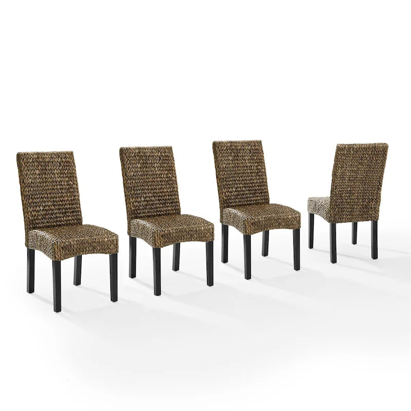 Coastal Seagrass High-Back Wood Dining Chair Dark Brown Legs