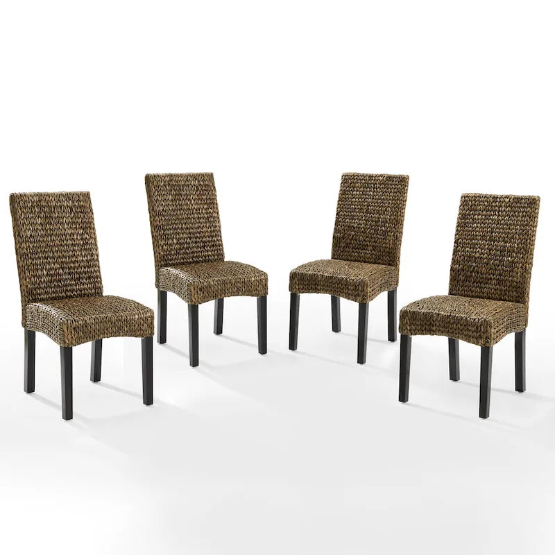 Coastal Seagrass High-Back Wood Dining Chair Dark Brown Legs