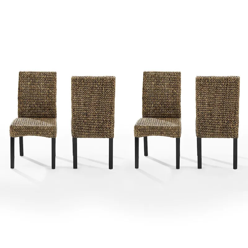 Coastal Seagrass High-Back Wood Dining Chair Dark Brown Legs