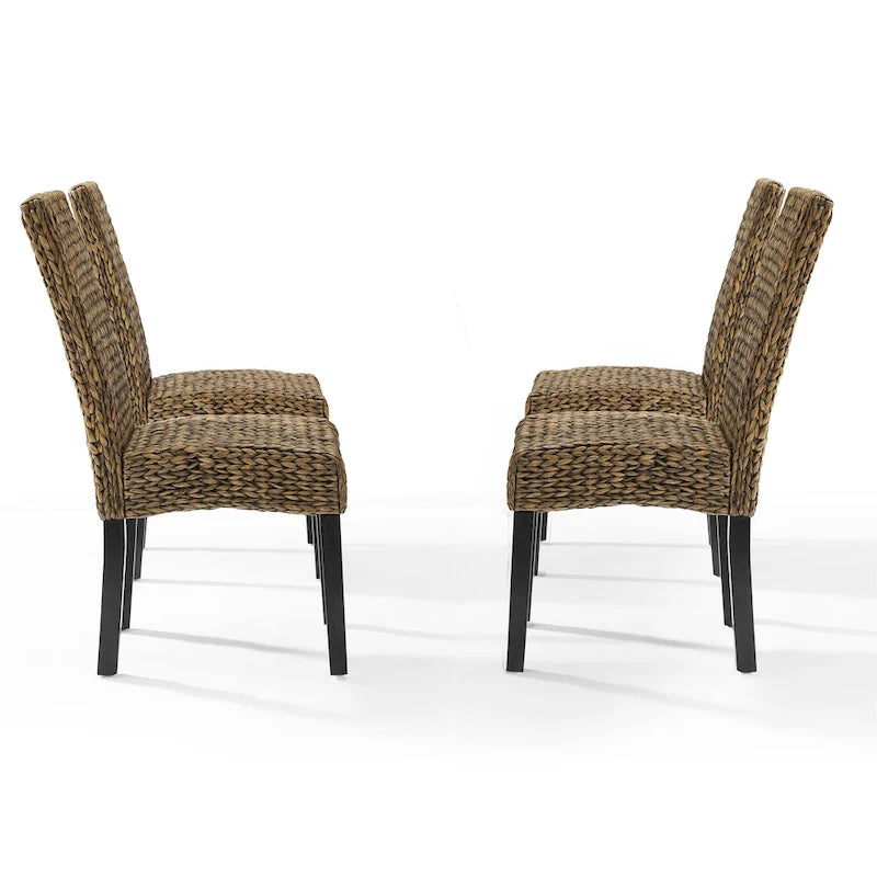 Coastal Seagrass High-Back Wood Dining Chair Dark Brown Legs