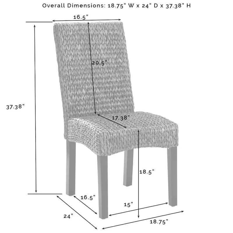 Coastal Seagrass High-Back Wood Dining Chair Dark Brown Legs