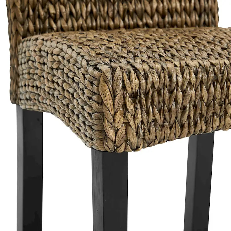 Coastal Seagrass High-Back Wood Dining Chair Dark Brown Legs
