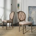 Tufted Oval Dining Chair Upholstered Oak Wood Frame Rustic Oak Side Chair