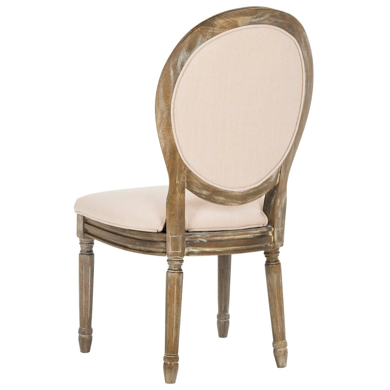 Tufted Oval Dining Chair Upholstered Oak Wood Frame Rustic Oak Side Chair