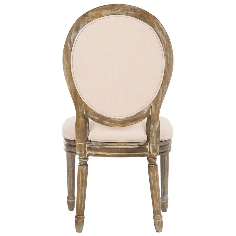 Tufted Oval Dining Chair Upholstered Oak Wood Frame Rustic Oak Side Chair