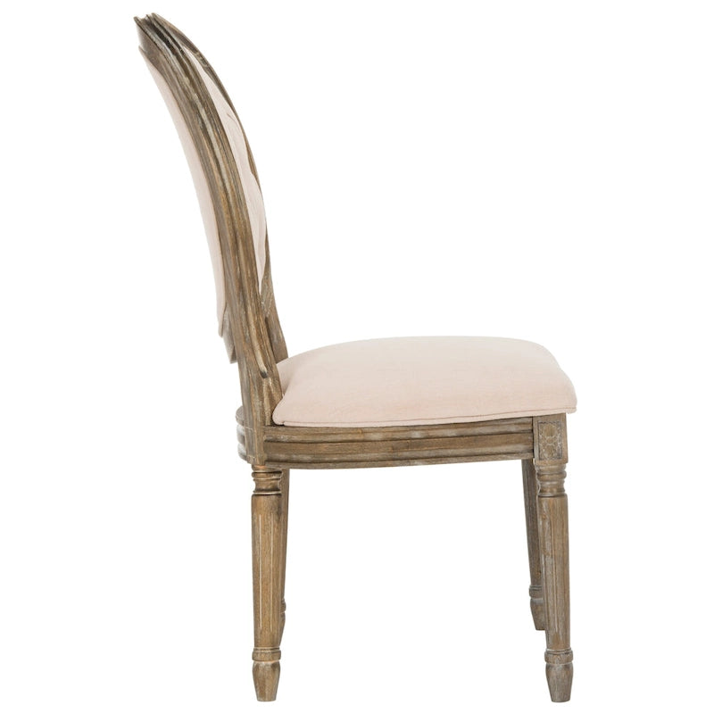 Tufted Oval Dining Chair Upholstered Oak Wood Frame Rustic Oak Side Chair