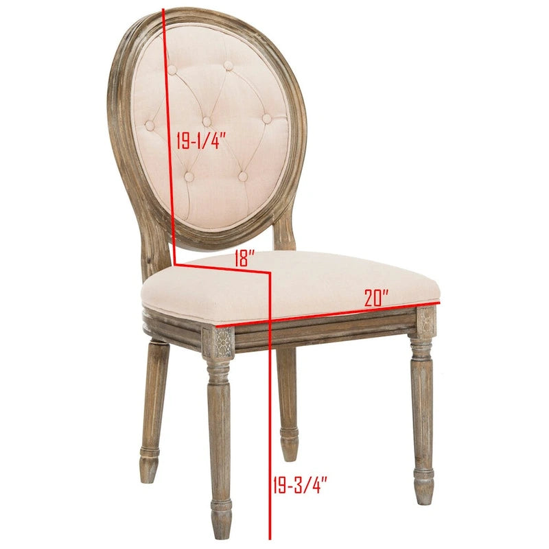 Tufted Oval Dining Chair Upholstered Oak Wood Frame Rustic Oak Side Chair