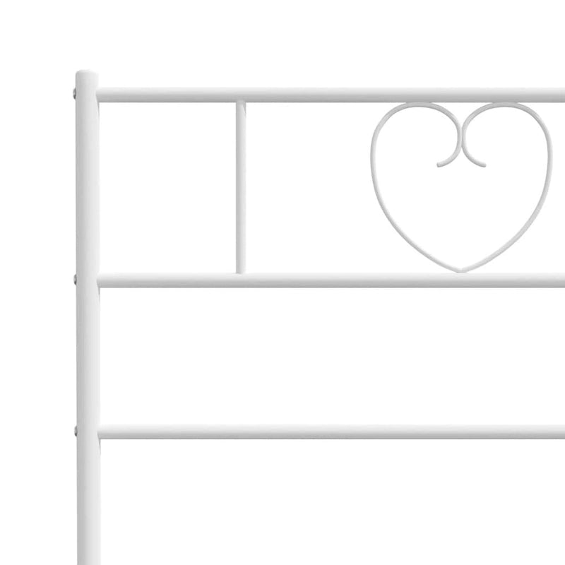 Full Size Metal Bed Frame with Headboard Powder-Coated Steel Under-Bed Storage White