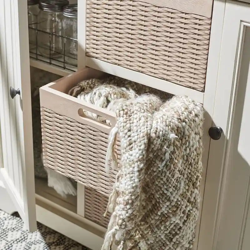 Farmhouse Console Table 2 Drawers 3 Removable Baskets Entryway Hallway