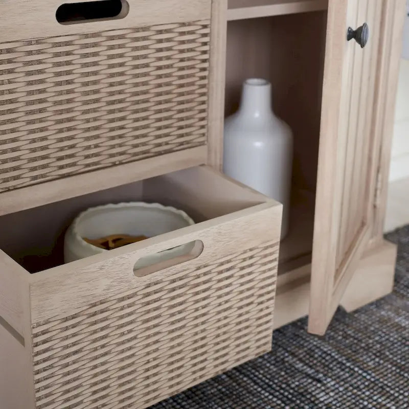 Farmhouse Console Table 2 Drawers 3 Removable Baskets Entryway Hallway