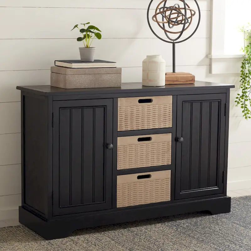 Farmhouse Console Table 2 Drawers 3 Removable Baskets Entryway Hallway