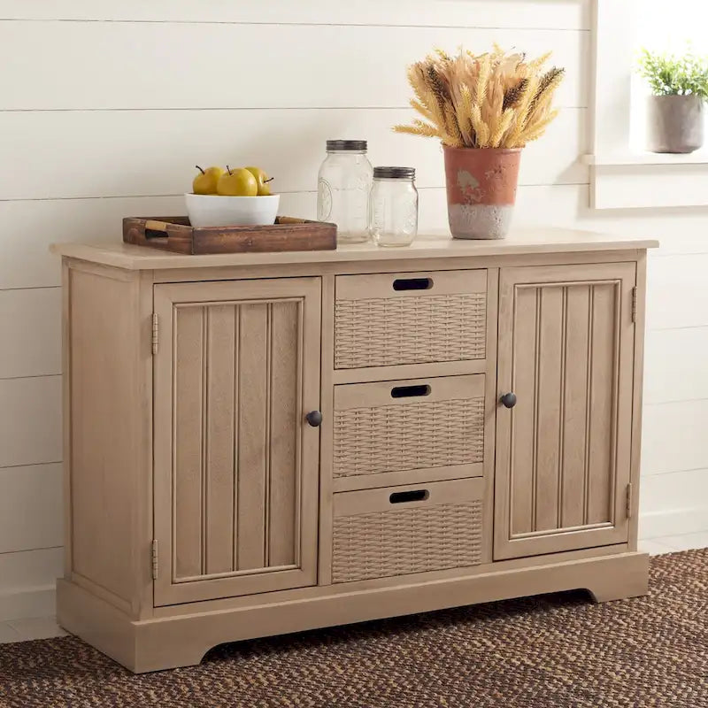 Farmhouse Console Table 2 Drawers 3 Removable Baskets Entryway Hallway