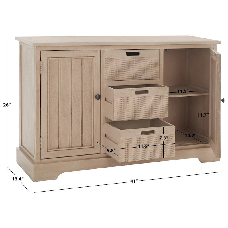 Farmhouse Console Table 2 Drawers 3 Removable Baskets Entryway Hallway