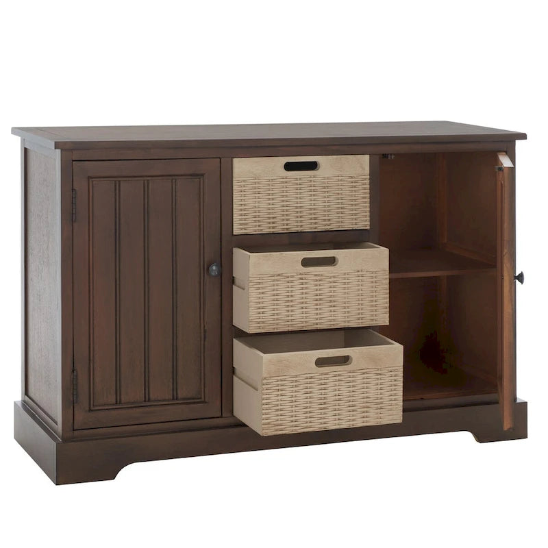 Farmhouse Console Table 2 Drawers 3 Removable Baskets Entryway Hallway