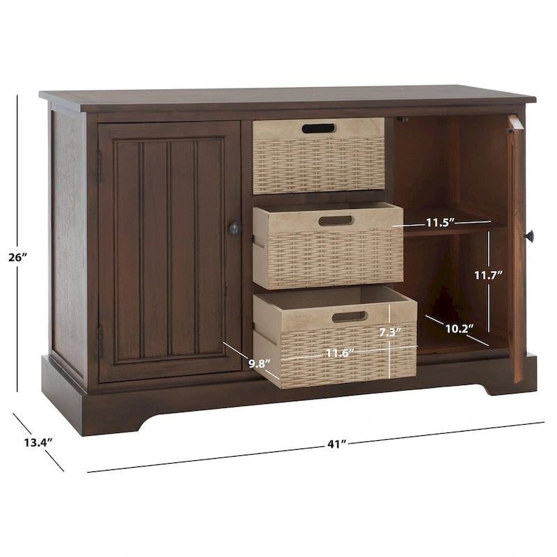 Farmhouse Console Table 2 Drawers 3 Removable Baskets Entryway Hallway