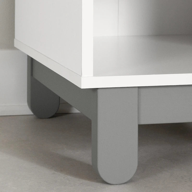 Scandinavian Style Single Drawer Nightstand Wooden Legs Soft Gray White
