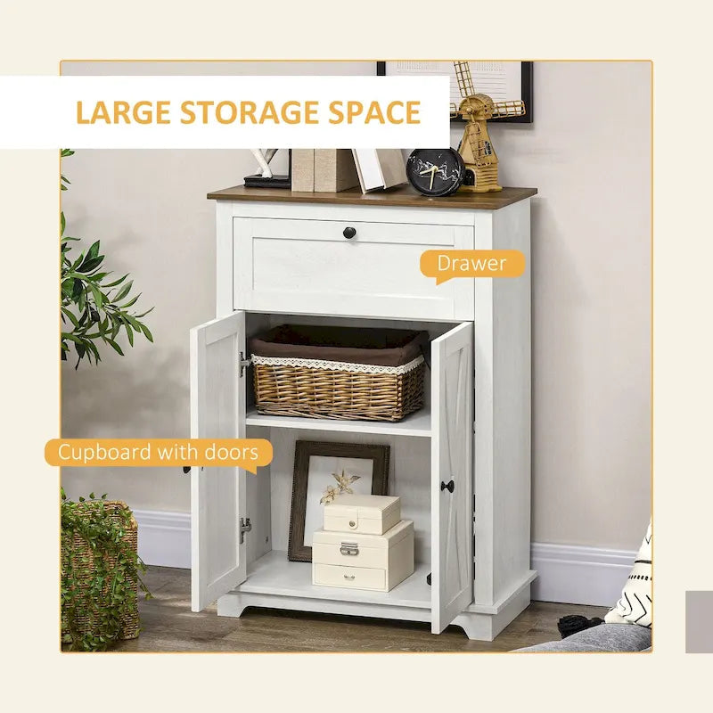 Farmhouse Sideboard Storage Cabinet Double Doors Drawer Adjustable Shelf