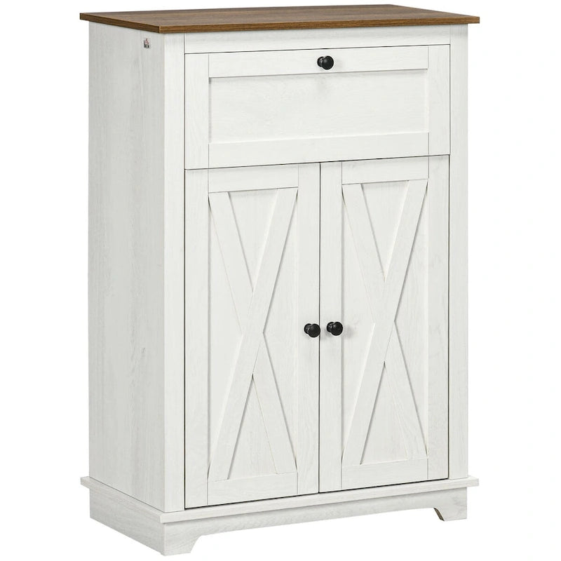 Kitchen Sideboard Storage Cabinet With Double Doors, Drawer, And Adjustable Shelf