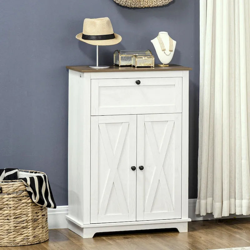 Farmhouse Sideboard Storage Cabinet Double Doors Drawer Adjustable Shelf