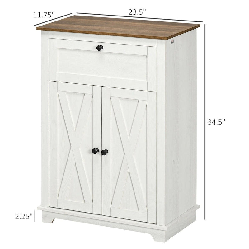 Farmhouse Sideboard Storage Cabinet Double Doors Drawer Adjustable Shelf