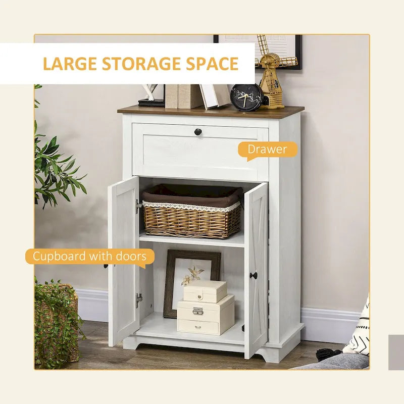 Farmhouse Sideboard Storage Cabinet Double Doors Drawer Adjustable Shelf